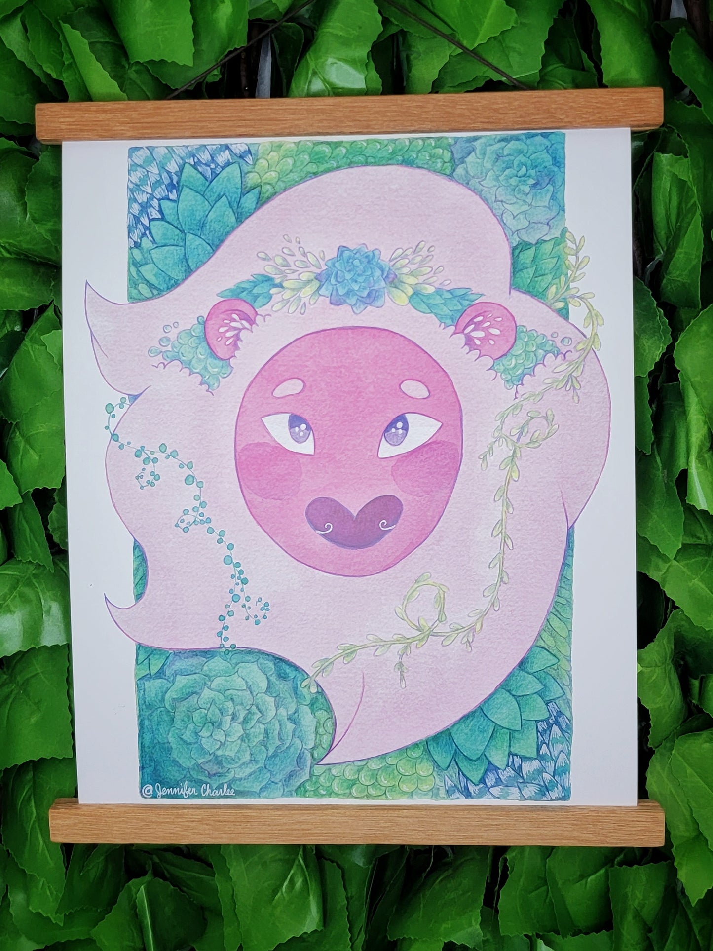 Succulent Lion Art Poster Print (11" x 14")